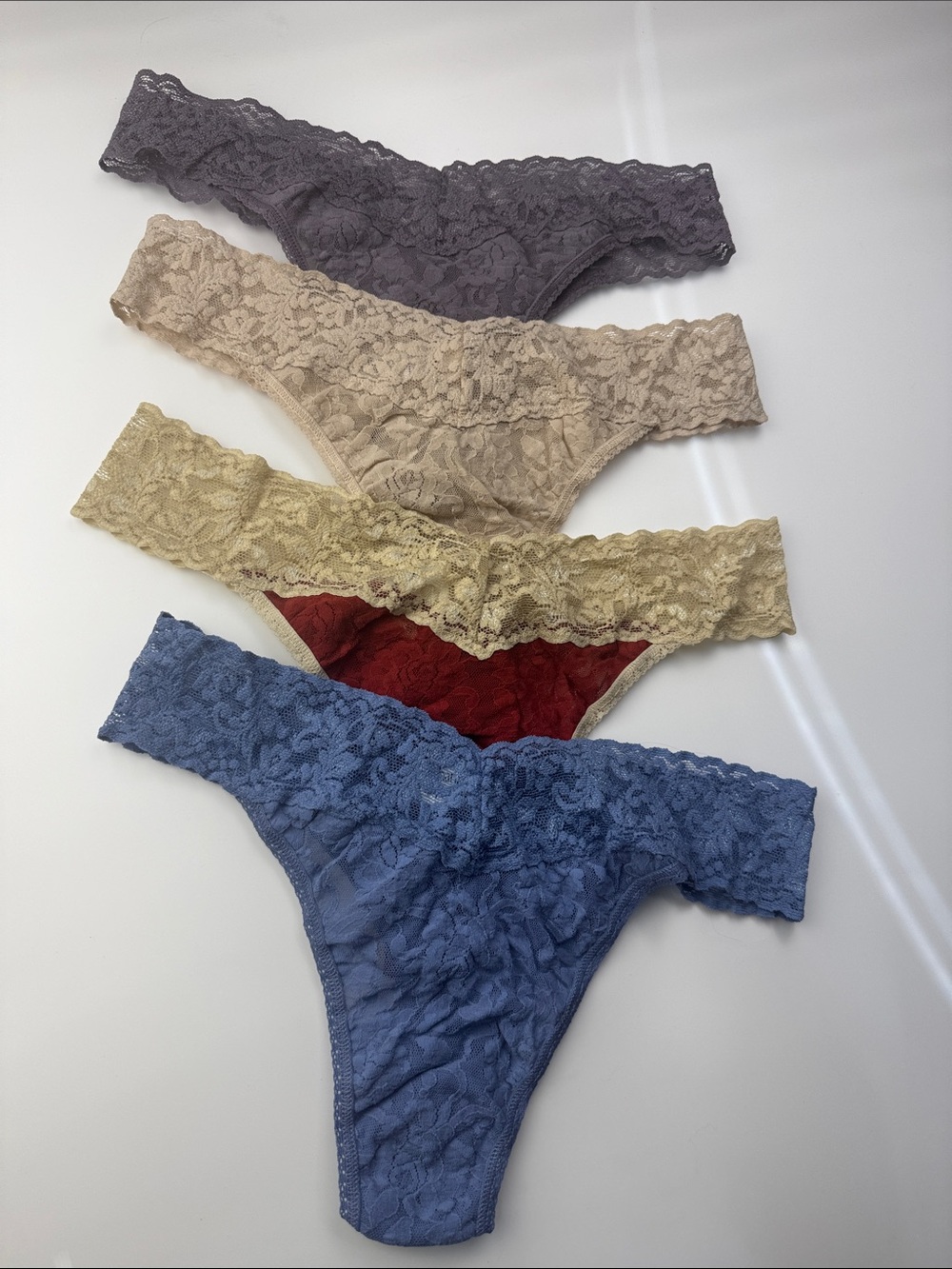 Hanky Panky Lace Thongs in Red, Yellow, Beige, Purple, Blue